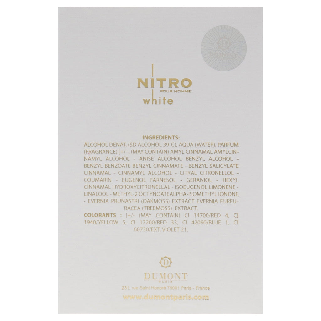 Dumont Paris Nitro White Pour Homme Eau de Parfum 3.4 oz product image 3